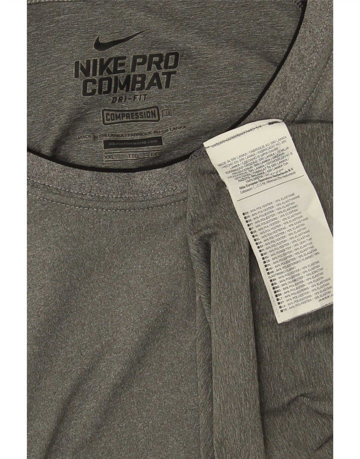 Nike Compression T-Shirt Top 2XL Grå Flecked Polyester