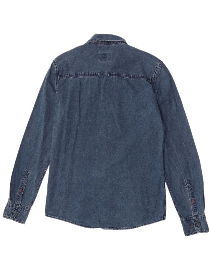 Fat Face Herre Slim Fit Denim Shirt Lille Blå Bomuld