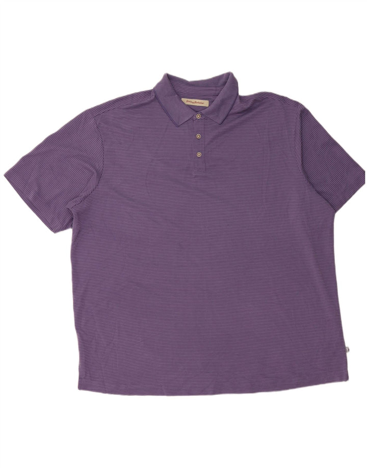 TOMMY BAHAMA Poloshirt til mænd 2XL Lilla Nålestribet Modal