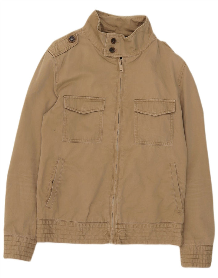 Zara Herre Military Bomber Jacket UK 38 Medium Beige Bomuld