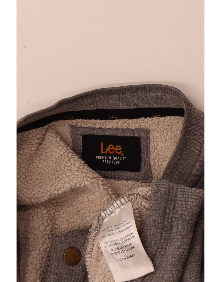 Lee Herre Button Neck Sweatshirt Jumper lille grå bomuld