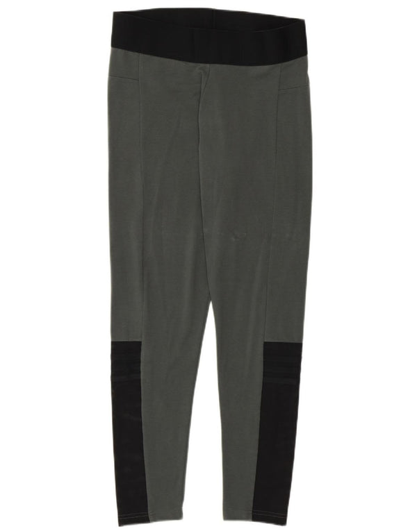 Adidas Dame Leggings UK 12/14 Medium Grey Colourblock Bomuld