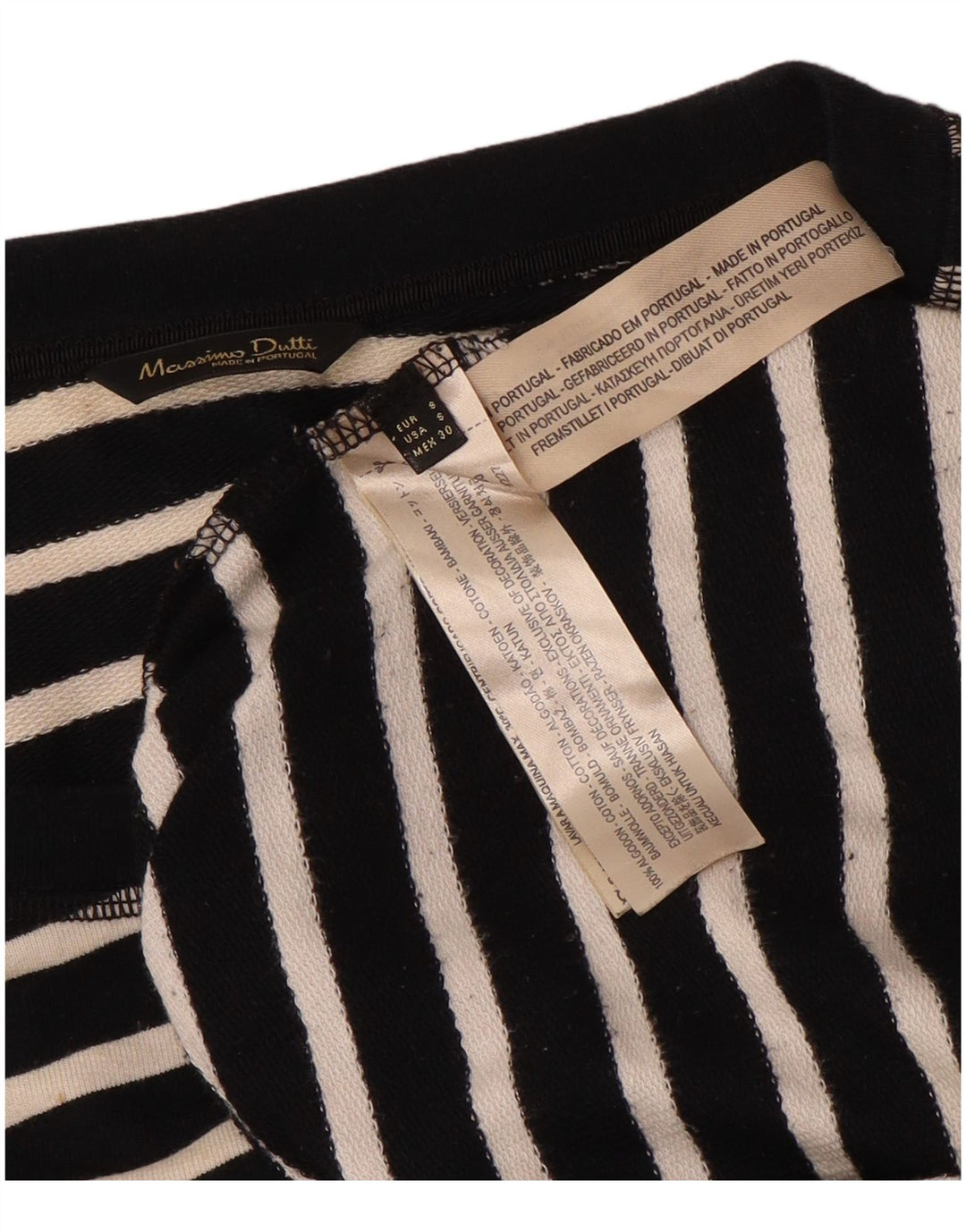 Massimo Dutti Dame Sweatshirt Jumper UK 10 Lille sort stribet bomuld