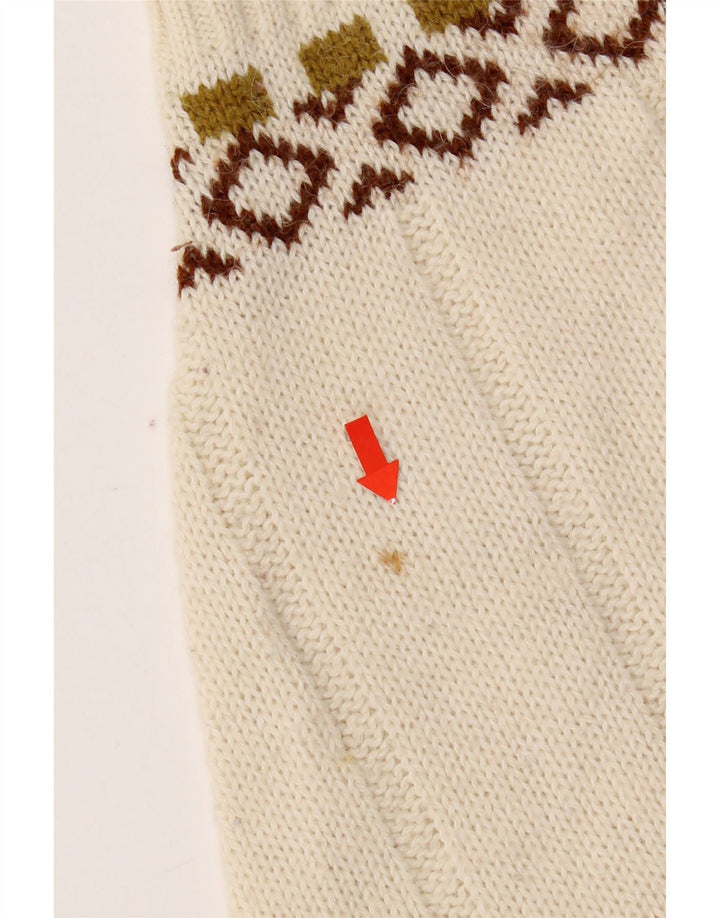 Vintage herre cardigan sweater Medium White Fair Isle