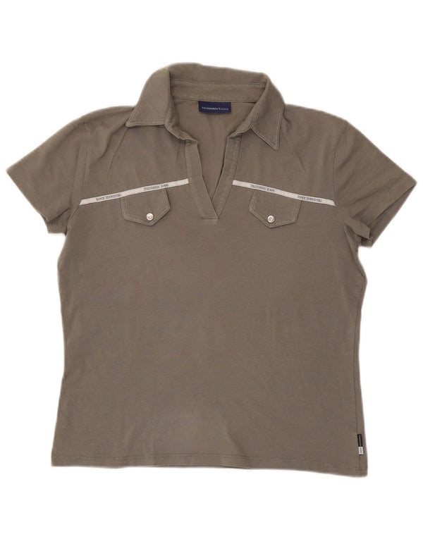 Trussardi Dame Polo Shirt UK 14 Large Grå
