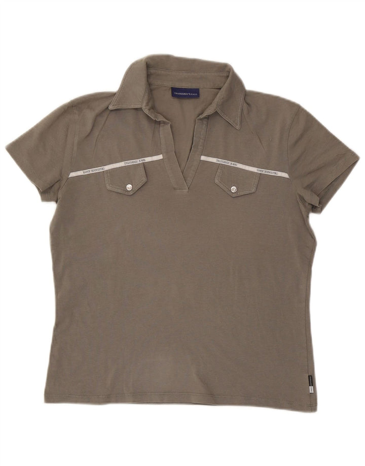Trussardi Dame Polo Shirt UK 14 Large Grå