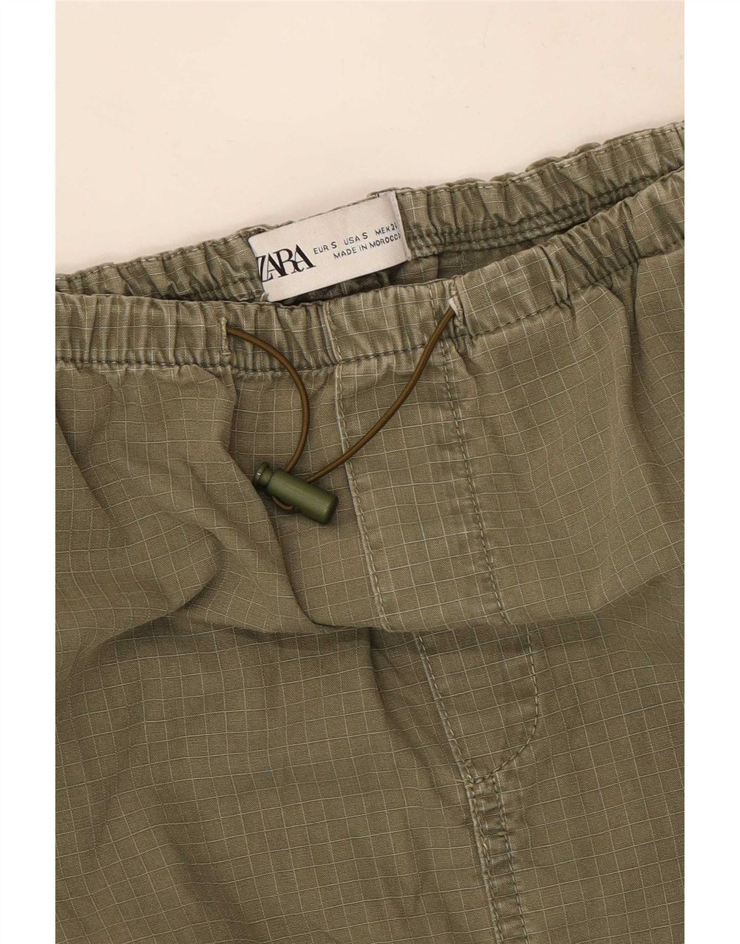 Zara Dame Maxi Nederdel Small W26 Khaki Check
