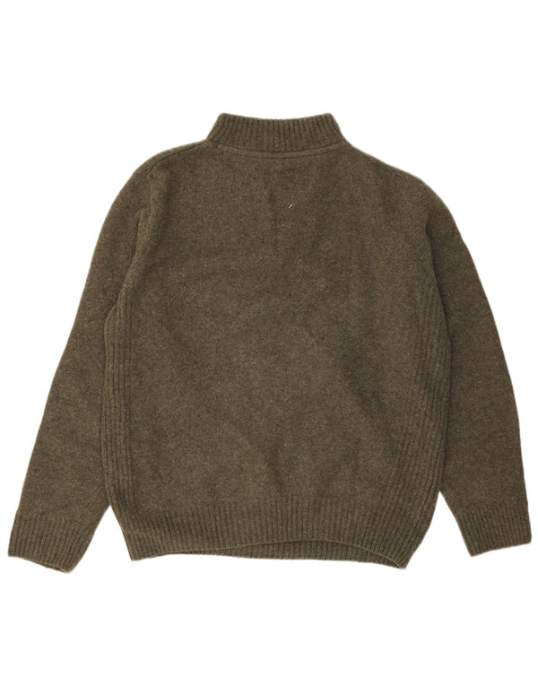 Barbour Dame Zip Neck Jumper Sweater UK 18 XL Khaki Wool