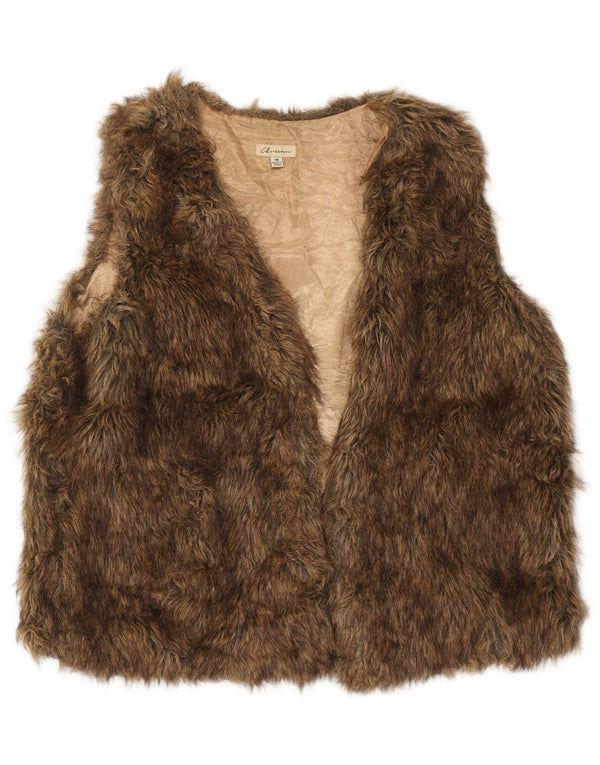 Marks & Spencer Dame imiteret Pels Gilet UK 18 XL Brun Akryl