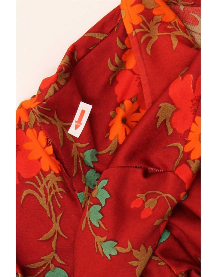 Vintage Dame Pullover Shirt UK 14 Medium Red Floral