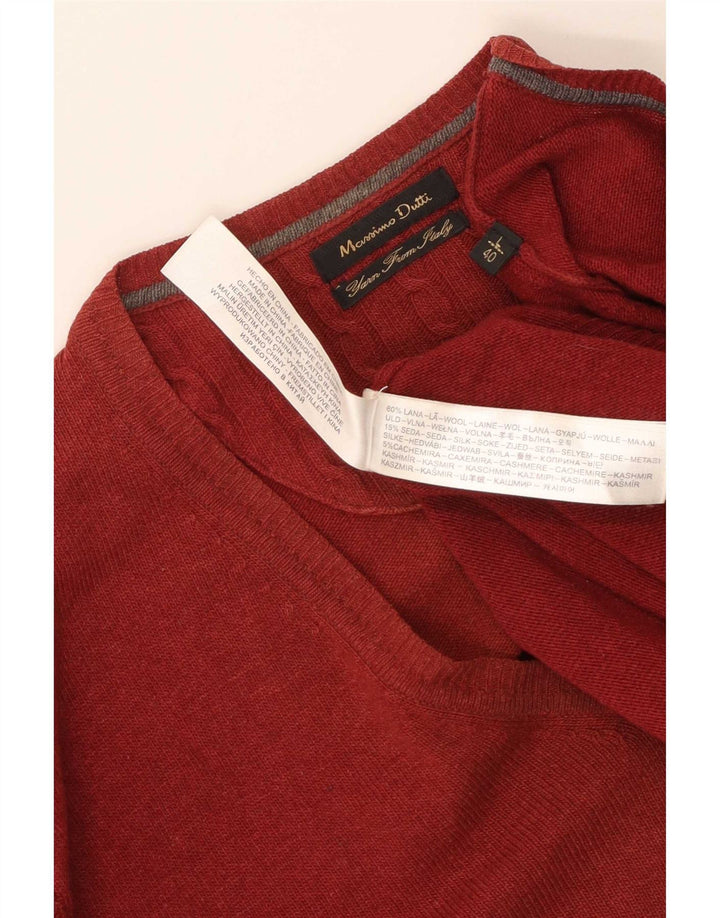 Massimo Dutti Herre V-hals sweater Stor rød uld