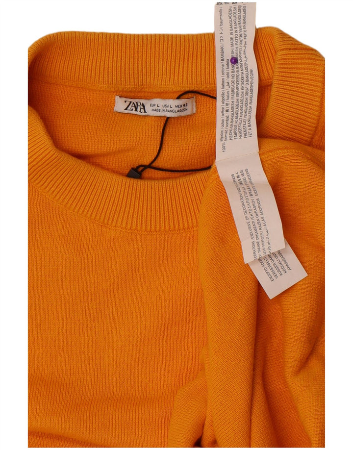 Zara Herre Jumper Sweater med rund hals Stor gul bomuld