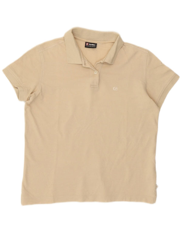 Lotto Womens Polo Shirt UK 14 Large  Beige Cotton