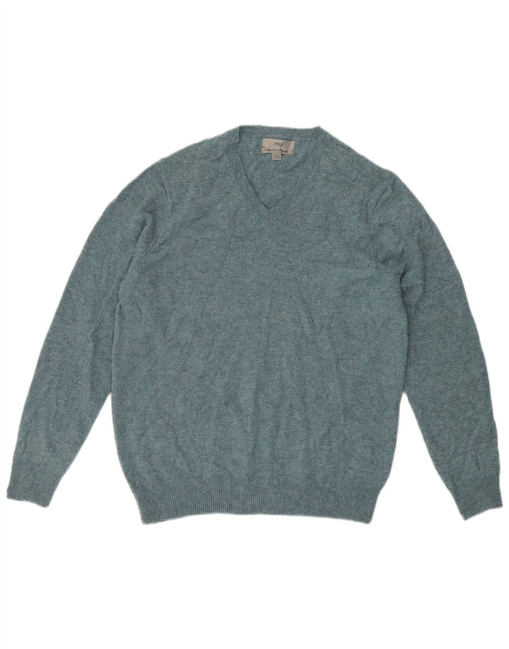 Marks & Spencer Herre V-hals trøje Sweater Large Grøn Flecked Uld