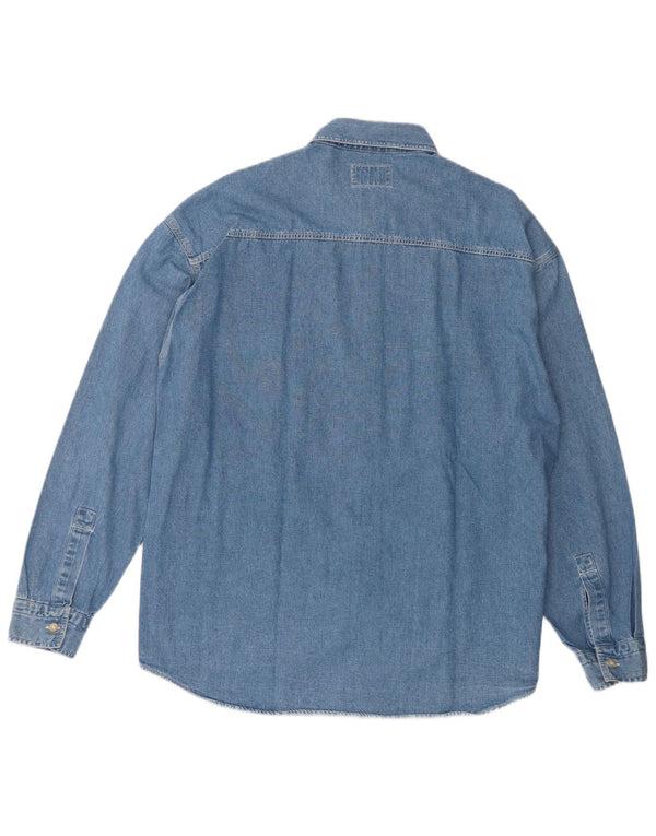 Wampum Herre Denim Skjorte Stor Blå Bomuld