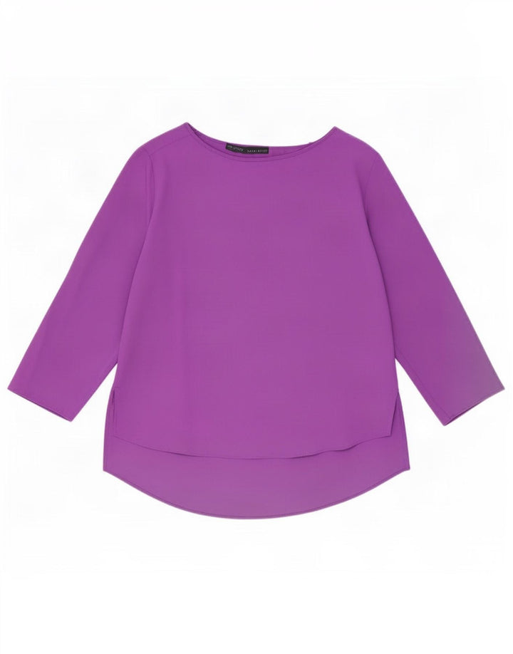 Zara Dame Top 3/4 ærmet UK 16 Large Purple Polyester