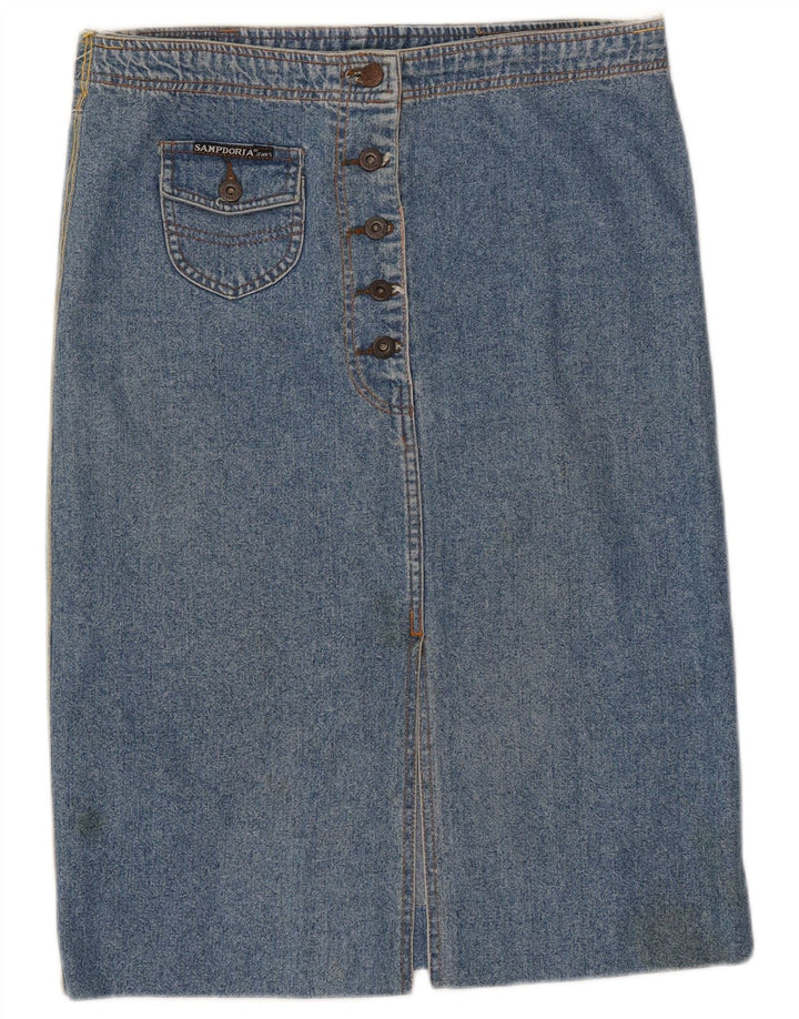 Vintage Dame Denim Nederdel IT 46 Stor W34 Blå Bomuld