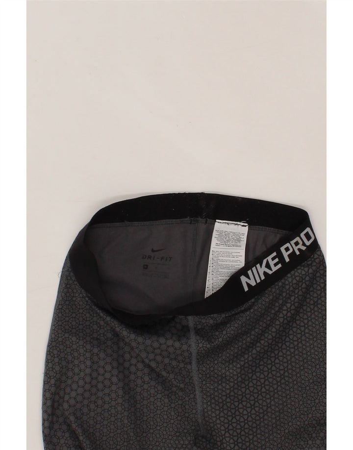 NIKE Womens Dri Fit Graphic Leggings UK 12 Medium  Grey Geometric Vintage Nike and Second-Hand Nike from Messina Hembry 