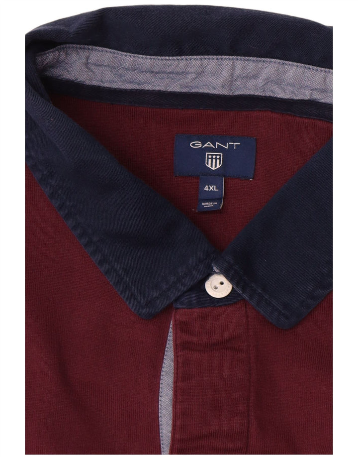 GANT Langærmet Rugby Polo Shirt til mænd 4XL Bourgogne Colourblock Bomuld