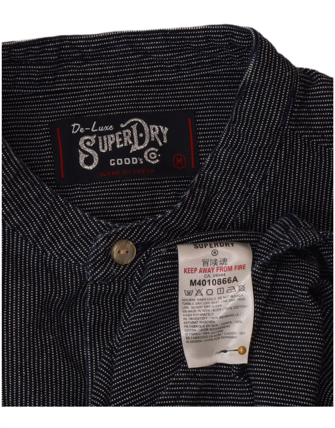Superdry herreskjorte medium marineblå nålestribet polyester