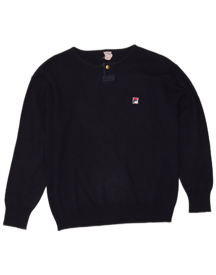 FILA Herre Boat Neck Jumper Sweater Small Navy Blue