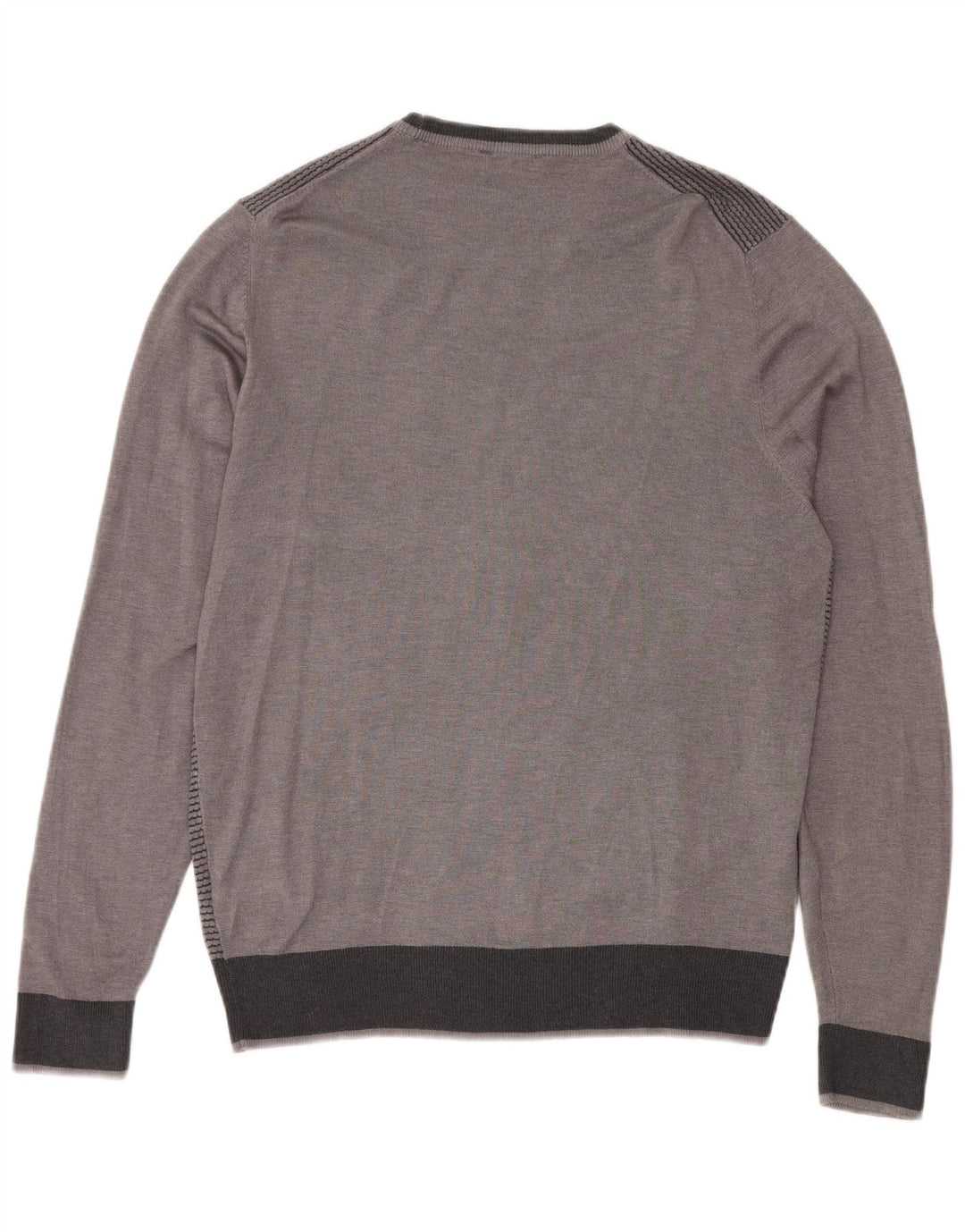 DACK'S Herre sweater med rund hals, stor grå colourblock viskose