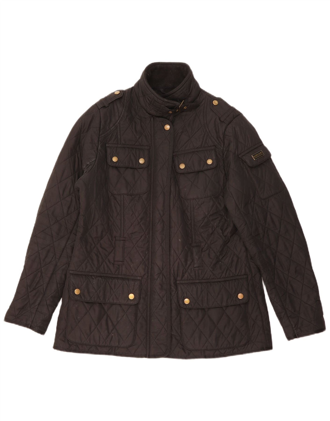 Barbour Dame Military Quilted Jacket UK 14 Large Black Polyester