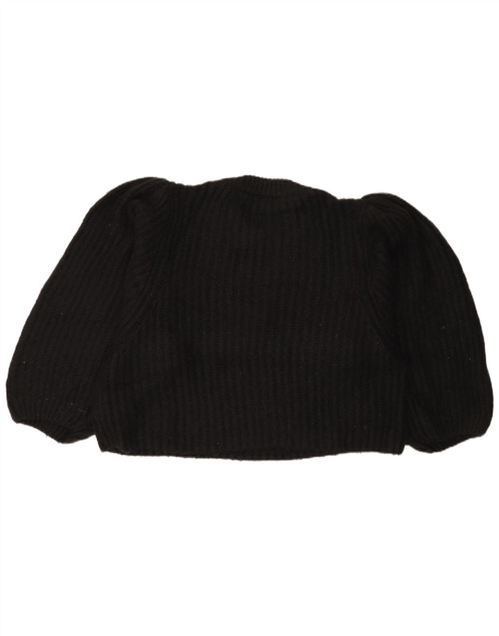 Topshop Womens Crop Oversized Crew Neck sweater UK 14 Medium Black