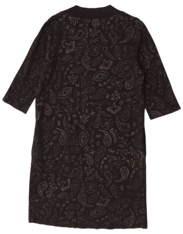 Diesel Dame 3/4 ærmet Jumper Dress UK 14 Medium Sort Paisley Bomuld