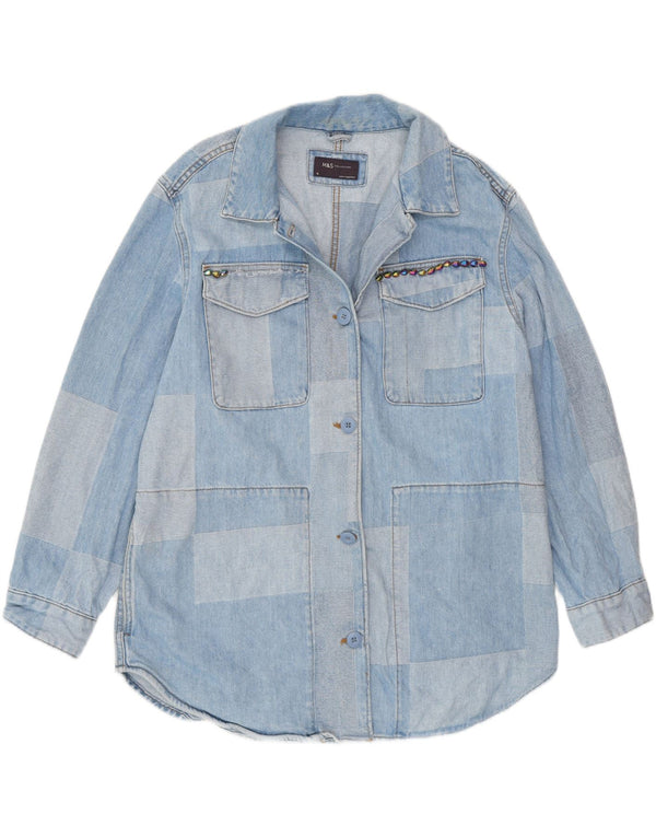 Marks & Spencer Dame Loose Fit Denim Shirt UK 16 Large Blue Retro