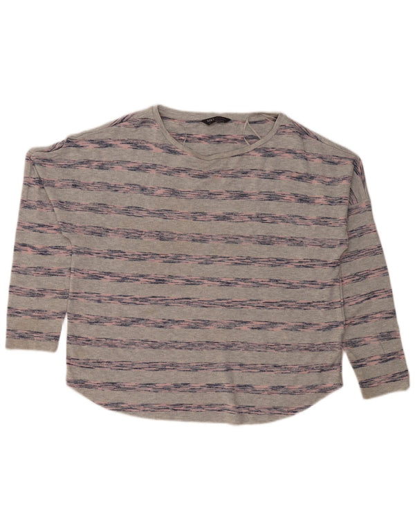 Marks & Spencer Dame Oversized Top Langærmet UK 16 Stor Grå Stribet