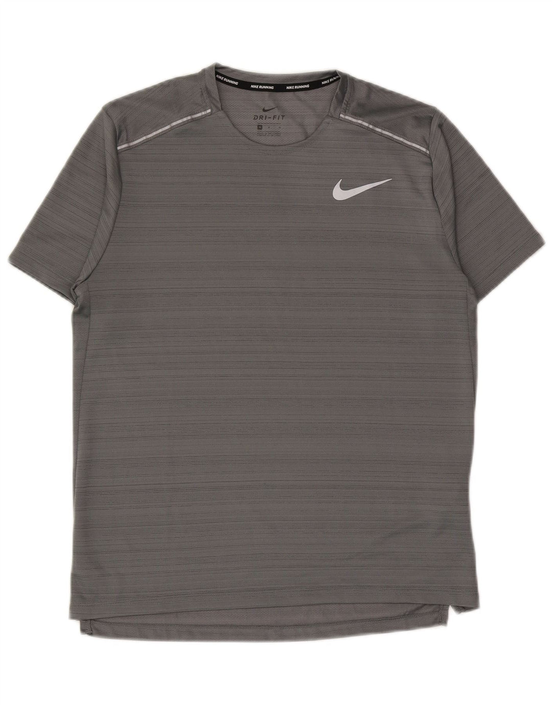Nike herre Dri Fit T-shirt top mellemgrå stribet polyester