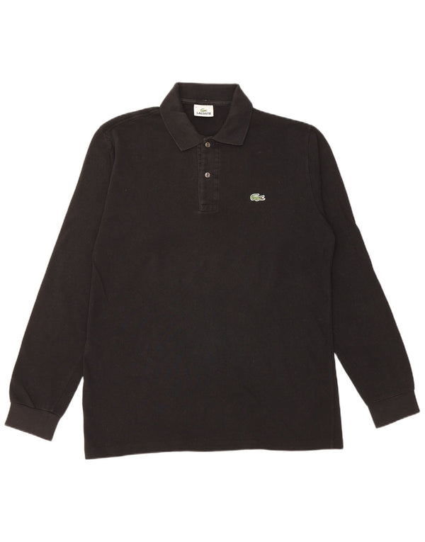 Lacoste Mens Long Sleeve Polo Shirt Size 4 Medium Black Cotton