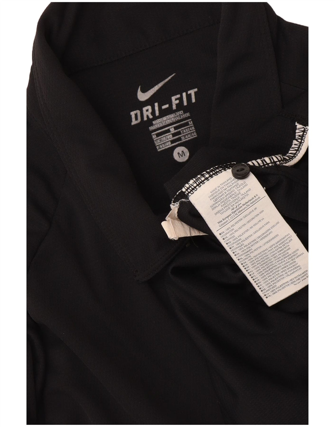 Nike Dri Fit poloskjorte til mænd UK 38/40 Medium Sort Colourblock Polyester