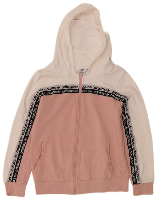 Adidas Dame Grafisk Hættetrøje Sweater UK 14 Medium Pink Colourblock