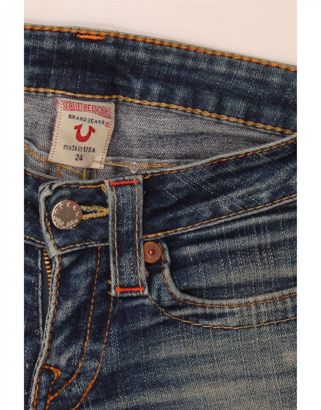 TRUE RELIGION Lige jeans til kvinder W24 L32 Marineblå bomuld