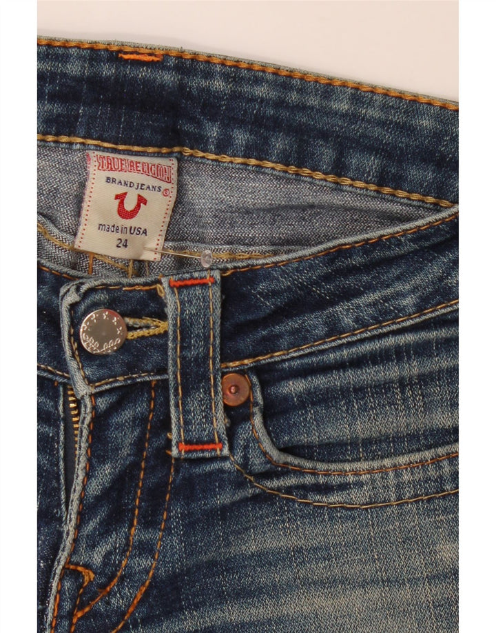 TRUE RELIGION Lige jeans til kvinder W24 L32 Marineblå bomuld