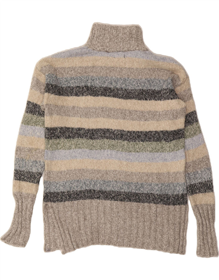 EDDIE BAUER Womens Roll Neck Jumper Sweater UK 10 Small Grey Striped Vintage Eddie Bauer and Second-Hand Eddie Bauer from Messina Hembry 