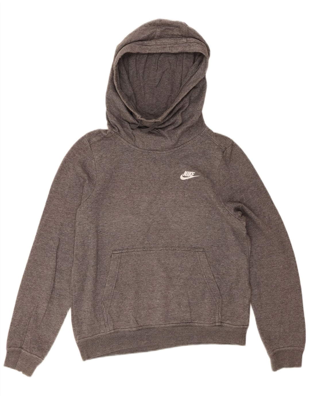 NIKE Womens Oversized Hoodie Jumper UK 10 Small Grey Cotton