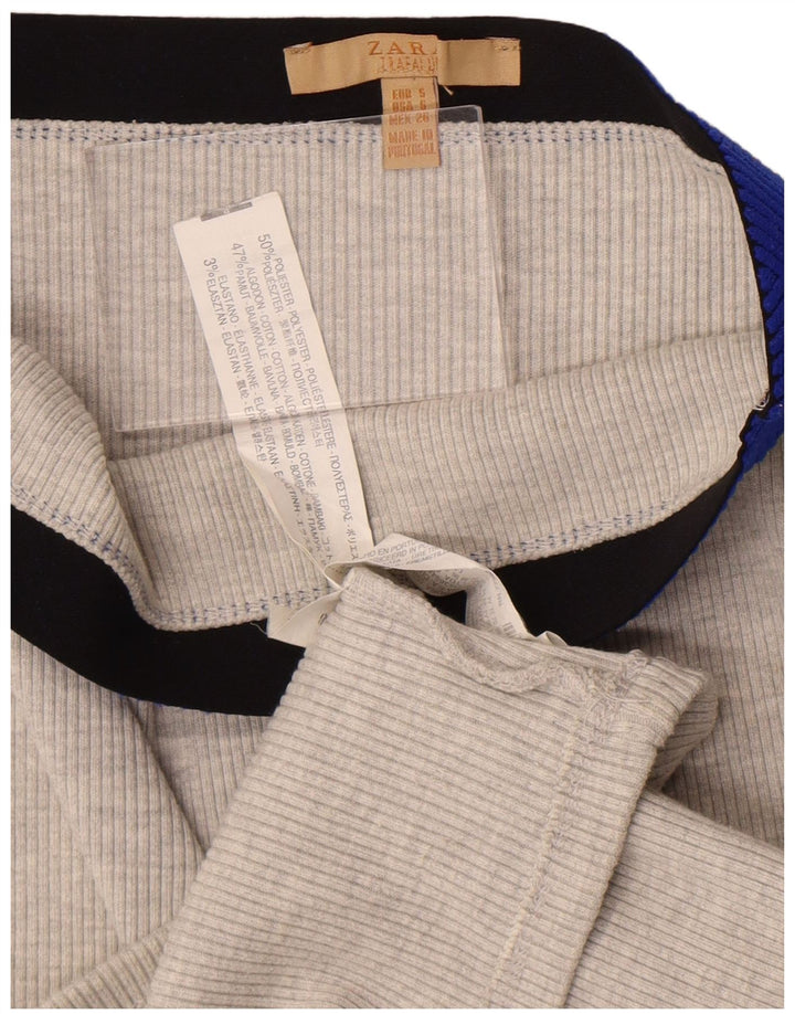 Zara Trafaluc lige nederdel til kvinder Small W26 Grå Colourblock Polyester
