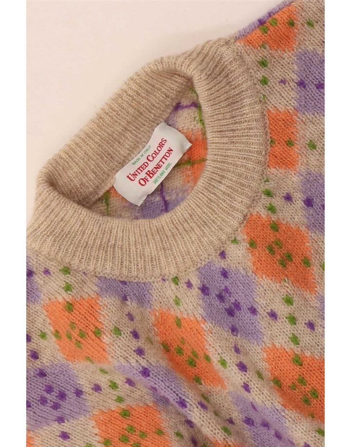 Benetton Herre Crew Neck Jumper Sweater IT 48 Medium Flerfarvet