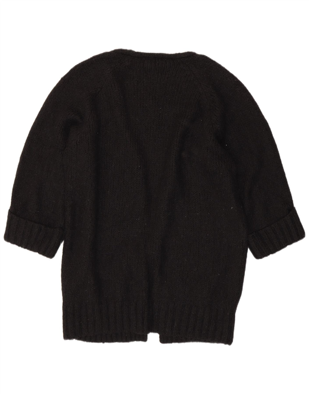ZARA Womens Oversized Longline Open Cardigan Sweater UK 10 Small Black