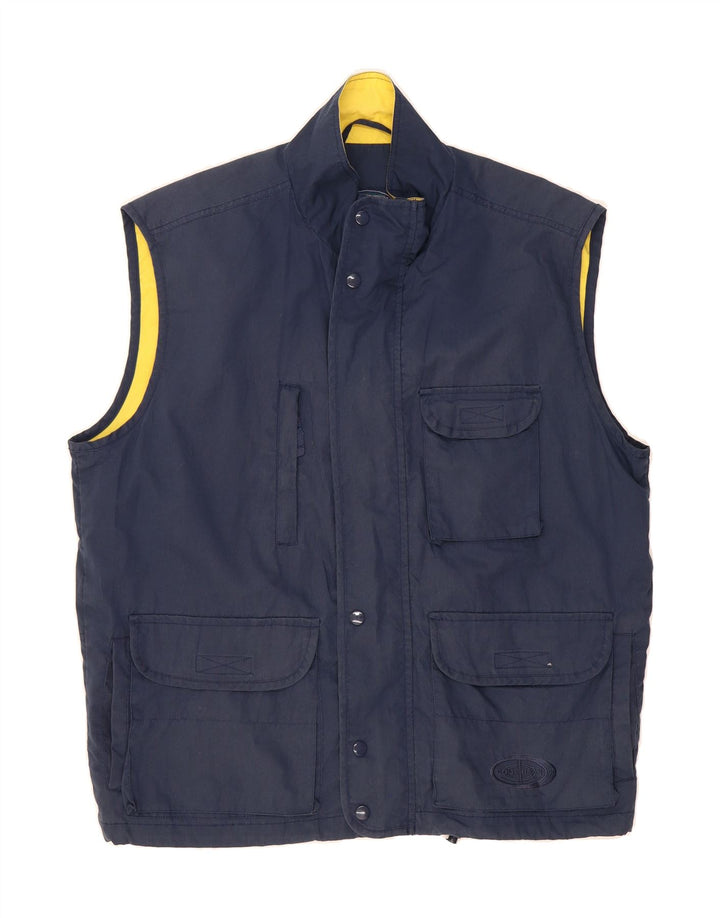 SOUTHERN Mens Utility Gilet UK 38 Medium Navy Blue Polyester Vintage Southern and Second-Hand Southern from Messina Hembry 
