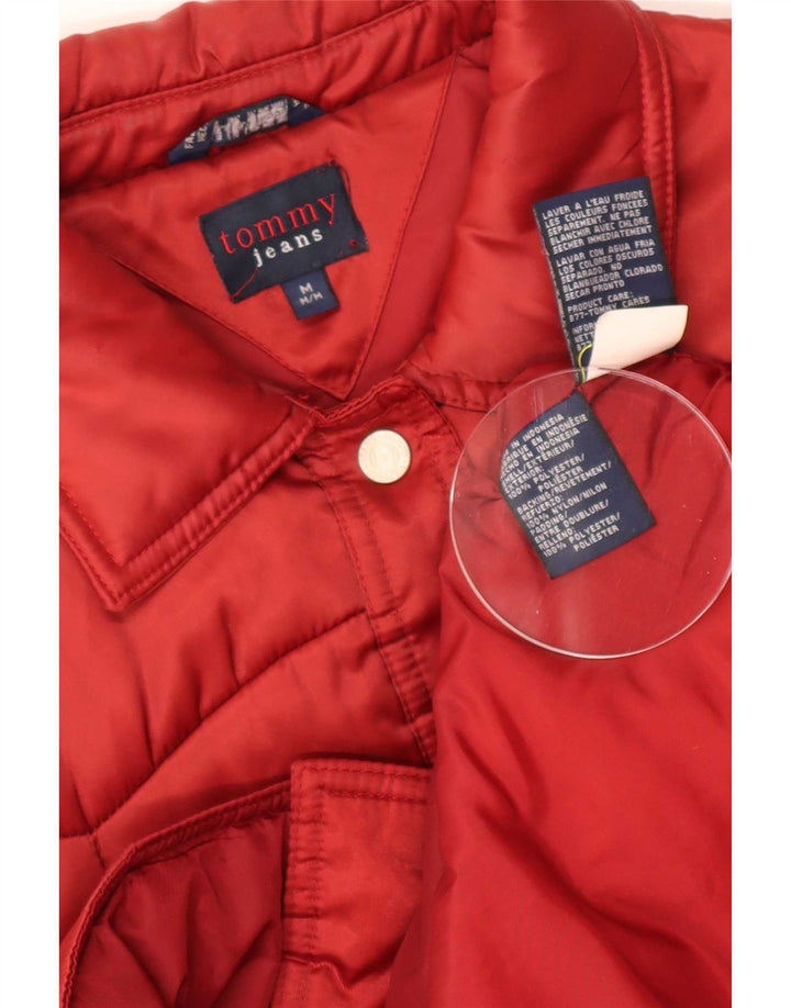 Tommy Hilfiger polstret jakke til kvinder UK 12 Medium Rød Polyester
