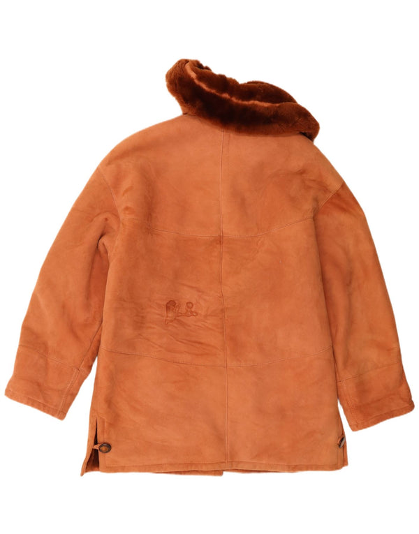 Vintage Dame Hætte Shearling Jacket UK 16 Large Beige