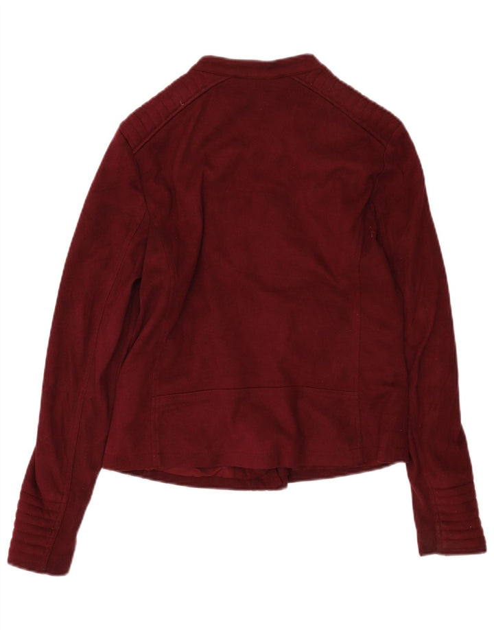 Marks & Spencer Dame Biker Jacket UK 10 Small Bourgogne Polyester Biker