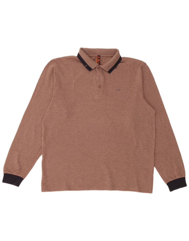 Sun68 Herre poloshirt XL Brun Colourblock Bomuld
