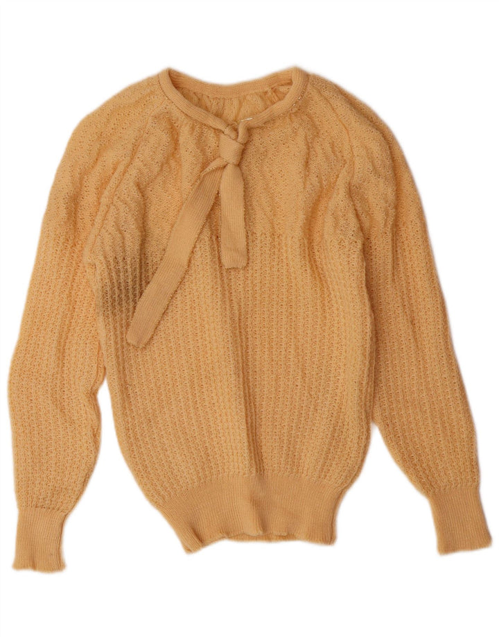VINTAGE Dame sweater med rund hals DK 10 Lille Gul