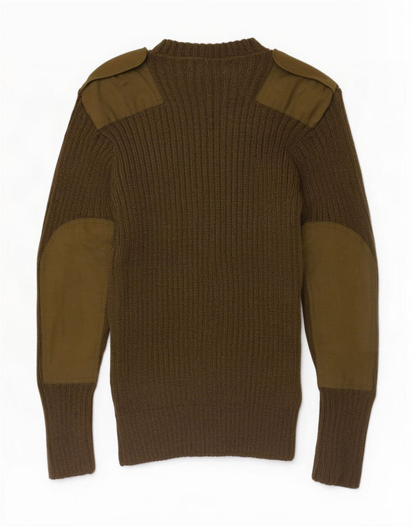 Vintage herre militær sweater med rund hals XS Khaki Colourblock