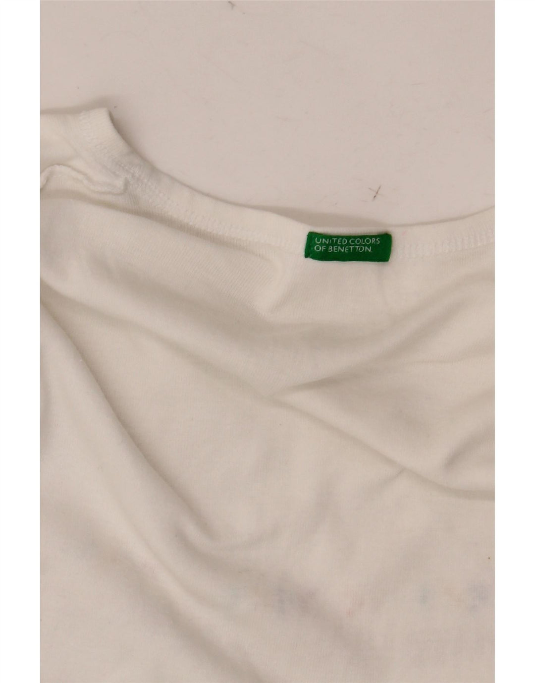 BENETTON Dame Grafisk T-Shirt Top UK 8 Small White